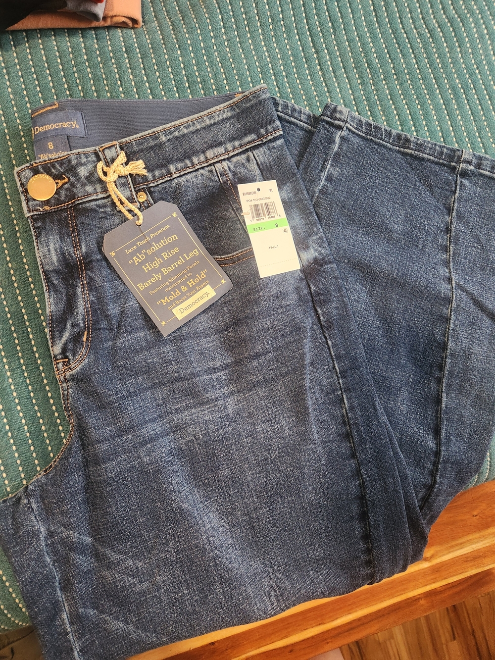 Democracy High Rise Barely Barrel Leg Jeans in Dark Blue